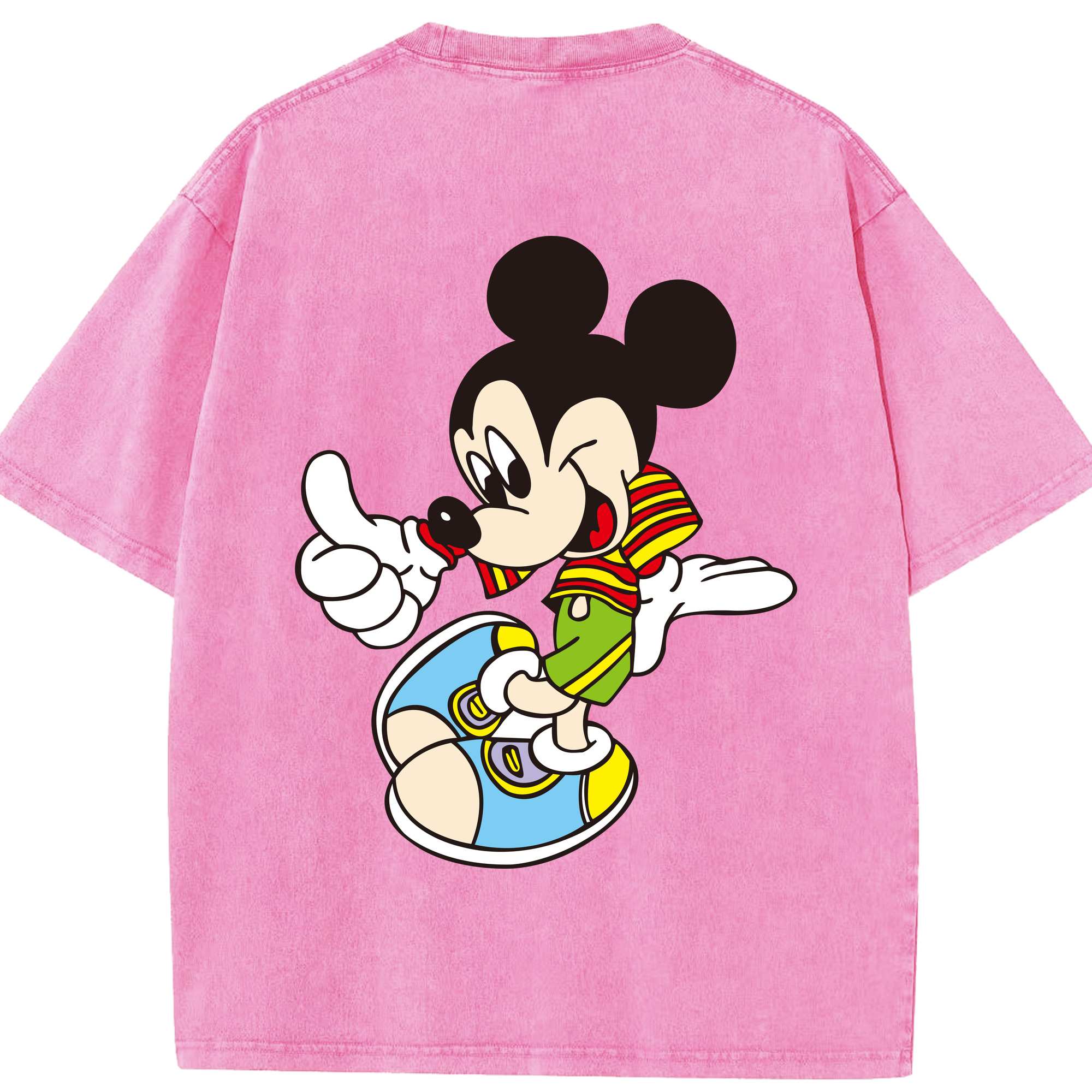 （画像用） ミッキーマウス Mickey Mouse 綿100% ヴィンテージ風 半袖Tシャツ（背面プリント）
